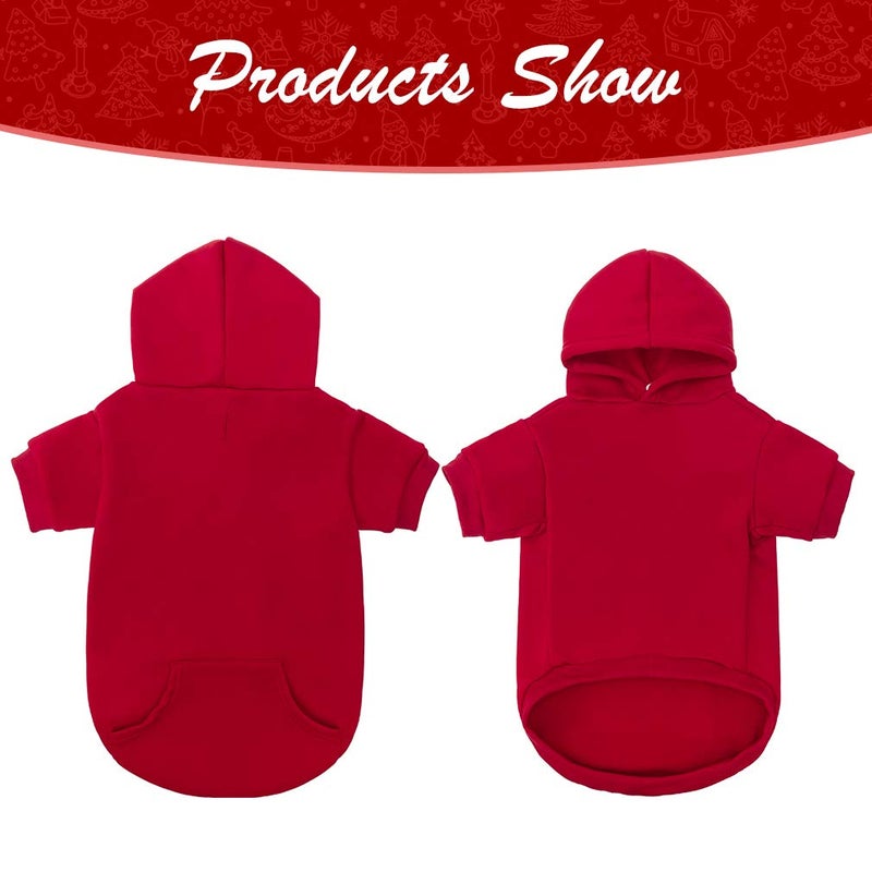 KOOLTAIL Basic Dog Hoodie - Soft and Warm Dog Hoodie Sweater with Leash Hole and Pocket, Dog Winter Coat, Cold Weather Clothes Sweatshirt for Small Medium Large Dogs Puppy Cat Boys Girls Red M - Image 2